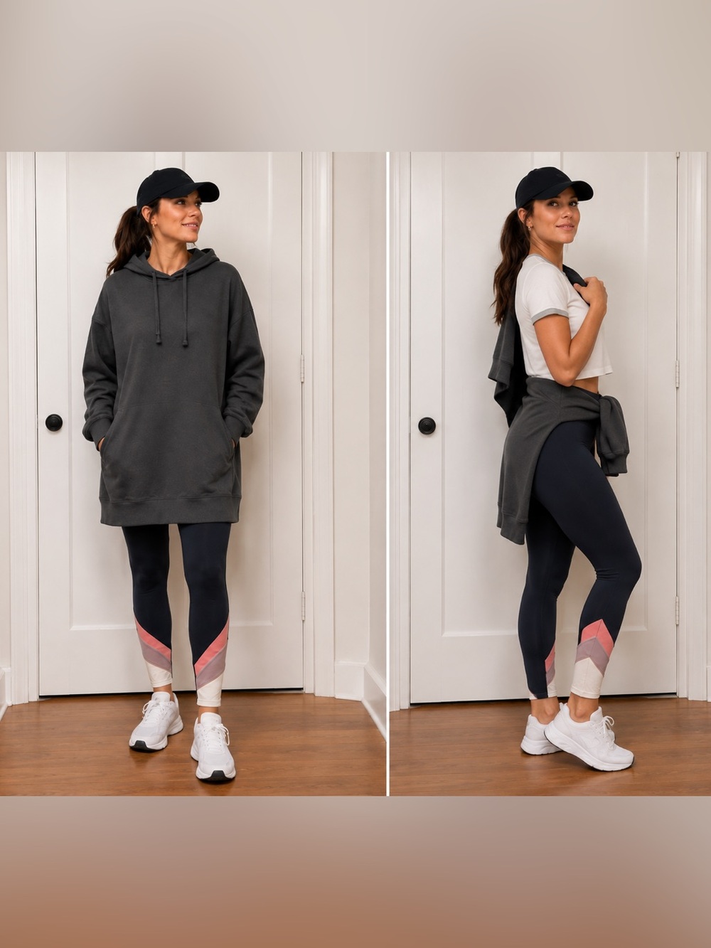 Old Navy & Harlow 3-Piece Athleisure Bundle Oversized Hoodie Grey Leggings Tee